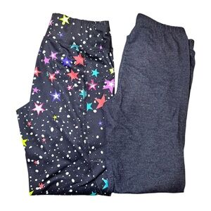 💥Lot of 2- 10/12 Black Colorful Star Leggings and Denim Leggings